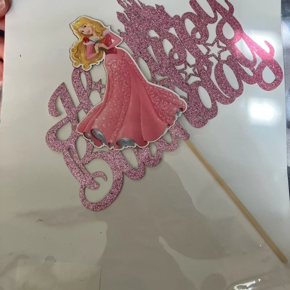 Pink Sleeping Beauty Cake Topper for Birthday Parties